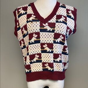 Sweater Loft Vintage Dog Knit Sweater Vest USA Cotton Size L